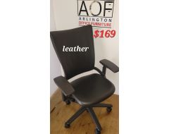 black leather Allsteel brand desk chair
