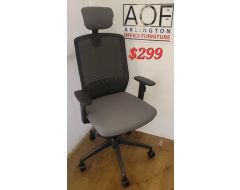 black and grey mesh back executive chair with headrest
