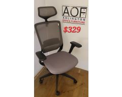 grey mesh back executive chair with headrest