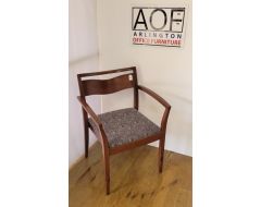 blue fabric with cherry wood frame